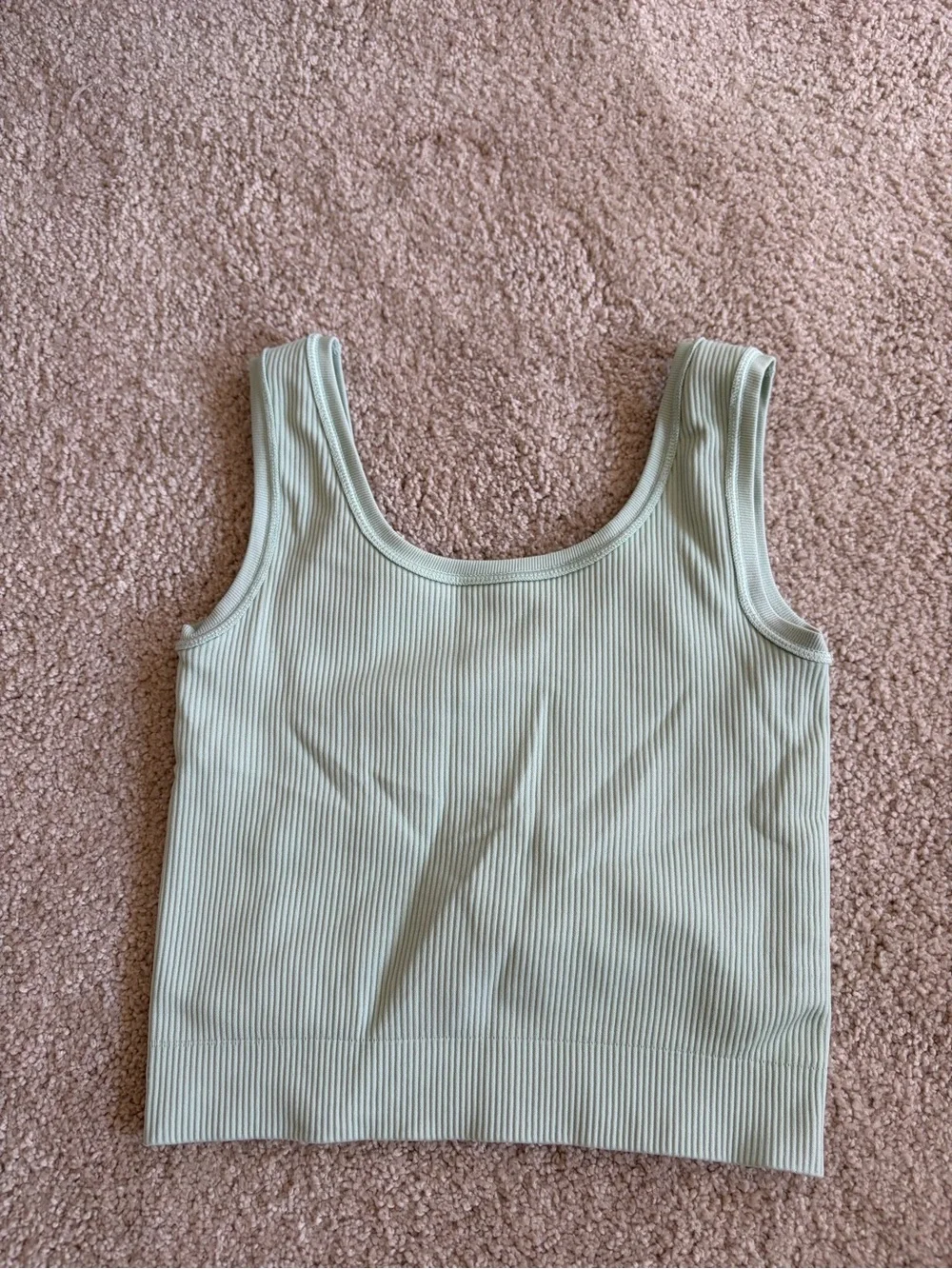 Athleta Rise Above Ribbed Scoop Tank Top in Light Sage Green